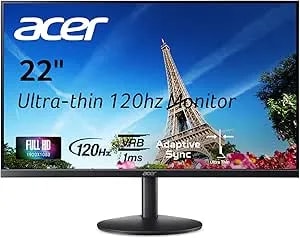 Acer sb223q j0bi 22" Full Hd 1920 X 1080 Ultra-Thin Home Office Monitor - Adaptive-Sync Support (Freesync Compatible) - Up To 120hz Refresh Rate - 1ms Vrb - Srgb 99% - Tilt - Hdmi 1.4 & 1 X Vga Port