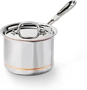 All-Clad Copper Core 5-Ply Stainless Steel Sauce Pan 2 Quart Induction Oven Broiler Safe 600f Pots And Pans, Cookware Silver