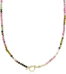 Ross-Simons 3.5-4mm Multicolored Tourmaline Bead Charm-Compatible Toggle Necklace In 18kt Gold Over Sterling