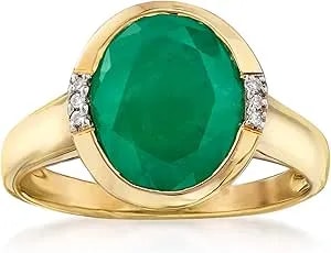 Ross-Simons 3.00 Carat Emerald Ring With Diamonds In 14kt Yellow Gold
