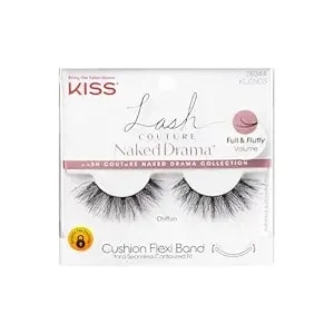 Kiss Lash Couture Naked Drama False Eyelashes, 14 Mm, Easy To Apply, Reusable, No Damage To Natural Lashes, Cruelty Free, 1 Pair Fake Lashes - Style ‘Chiffon’