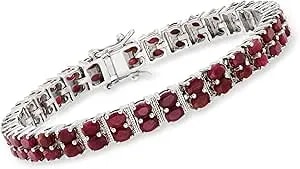 Ross-Simons 17.00 Ct. T.W. Ruby 2-Row Bracelet In Sterling Silver. 7 Inches