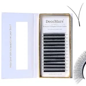 Decemars Double Tips Yy Eyelash Extension Supplies Premade Russian Volume Crisscross False Eyelashes Natural Soft W Lashes Clusters 12 Rows Y Shaped Handwoven Lashes Matte Black-0.07mm-C-10mm