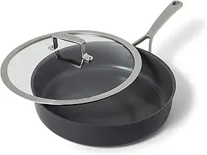 Sur La Table Classic Hard Anodized Ceramic Nonstick Sauté Pan, 5 Qt, Pfoa-Free Ceramic Coating With Straight Sides And Lid For Family-Size SautéIng, 5 Qt