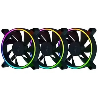 Razer Kunai Hydraulic 120mm Argb Pc Fan: Quiet, Powerful Argb Fans - Pwm Fan Controller Support & Connect Up To 8 Fans - Powered By Razer Chroma Rgb - 3 Fans