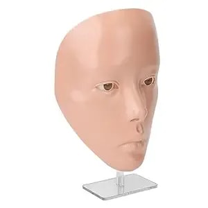 3d Reusable Makeup Practice Mannequin Face, Silicone Full Face For Eyelash And Eye Shadow Practice, Ideal For Emerging Makeup Artists And Girl'S Gift (Skin)
