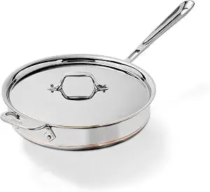 All-Clad Copper Core Stainless 4 Qt Sauté Pan With Lid, Made In The Usa - Unmatched Heat Control And Precision, Elegant Design, Perfect For Searing, Induction Compatible, Oven Safe Up To 600f