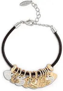 Demdaco Leather And Metal Charm Bracelet