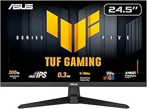ASUS TUF Gaming 24.5” 1080P Monitor (VG259Q5A) – Full HD, 200Hz, 0.3ms, Fast IPS, Extreme Low Motion Blur, Freesync Premium, Speakers, Displaywidget Center, 3 Yr Warranty