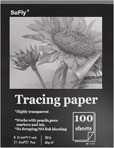 Sufly Tracing Paper Pad 8.5"X 11", Transparent Vellum paper_100 sheets_38lb - Tracing Paper For Drawing, Clear Trace Paper Pad For Pencil, Marker And Ink, Made For Trace Images, Sketching And Overlays