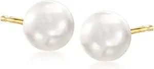 Ross-Simons 7-8mm Cultured Pearl Stud Earrings In 14kt Yellow Gold
