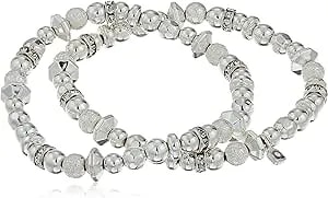 Nine West Women'S Crystal Stretch Bracelet Silver Tone