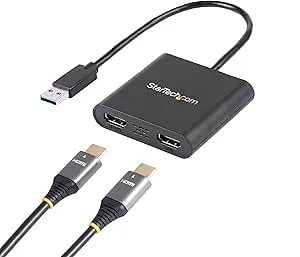 Startech USB-A 3.0 To Dual HDMI Adapter For Windows, Dual Monitor USB To 2x HDMI Display Converter, 4K 30Hz + 1080p 60Hz, Extend Or Mirror Multi-Screen Setup