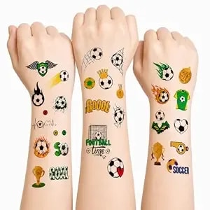 98pcs Soccer Temporary Tattoos For Kids - Pre-Cut Soccer Ball Tattoos Bulk Pack, Soccer Party Favors, Goodie Bag Stuffers, Sports Birthday Decorations For Boys Girls