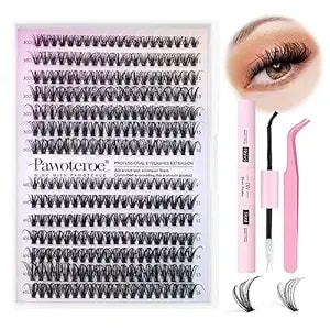 Pawotence Lash Extension Kit Diy 280pcs Lash Clusters Eyelash Extension Kit, 9-16mm 30d 40d Individual Lashes Kit With Lash Bond And Seal, Lash Tweezers For Self Use (30d&40d, 0.07d, 9-16mm, Kit)