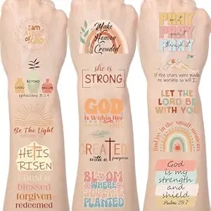 Boho Christian Temporary Tattoos - 200+ Bible Verse Temporary Tattoos Christian Fake Tattoos Stickers Religious Gifts Bohemian Party Favors Supplies Decor Prizes Rewards