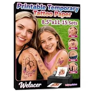 15 Sheets Printable Temporary Tattoo Paper For Inkjet Printer - 8.5 X 11 In Diy Custom Design Transfer Sheets With Vibrant Color Prints For 4th Of July Decorations, Kids & Adults