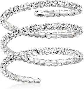 Ross-Simons 0.33 Ct. T.W. Diamond Flexible Wrap Ring In Sterling Silver