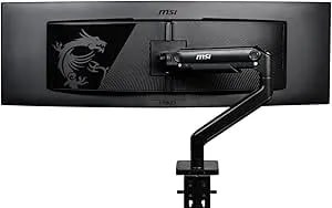 Msi Mag mt201 - Premium Heavy Duty Single Monitor Stand Arm, Supports 17-49" Screens And 44 Lbs, Vesa Compatible, Adjustable Spring Assisted Mount, Clamp & Grommet, Quick Release Plate - Black