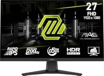 Msi MAG 272F 27-Inch 1920 X 1080 (FHD) Gaming Office Monitor, 200Hz, Adaptive Sync, HDR Ready, HDMI, VGA Port, VESA Mountable, Tilt, 4-Side Slim Bezel,0.5ms, Black