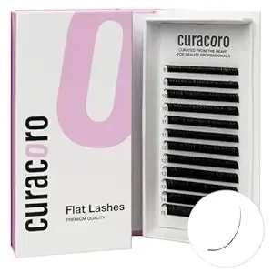 Curacoro Eclipse Flat Eyelashes Extension Mixed 8-15mm 0.15-C Curl, Light Lashes Extension Suppplies, Individual Eyelashes Salon Use, Black Mink False Lashes