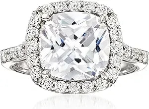 Ross-Simons 5.10 Ct. T.W. Cz Halo Ring In Sterling Silver