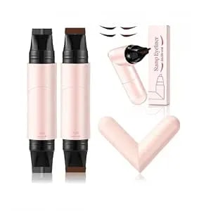 2 Pcs Dual-Ended Eyeliner Stamp, Easy To Apply Cat Eye Stamp With L/R Markings, Waterproof & Smudge-Resistant, Beginner-Friendly Winged Eyeliner (Black & Brown)
