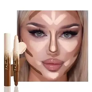 Feicuiyun Dual-Ended 2-In-1 Cream Contour & Highlighter Stick Makeup For Face & Body – Waterproof, Long-Lasting, Suitable For All Skin Tones, 01#Nuetral Nude + Beige