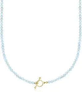 Ross-Simons 3.5-4mm Aquamarine Bead Charm-Compatible Toggle Necklace In 18kt Gold Over Sterling