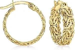 Ross-Simons 18kt Gold Over Sterling Petite Byzantine Hoop Earrings