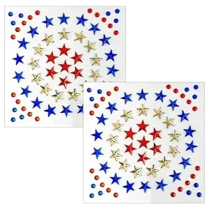 114pcs 4th Of July Star Face Gems Patriotic Star Face Jewels Self-Adhesive Red Blue Stars Jewel Stickers Face Rhinestones Stickers Women Independence Day Accessories For Face, Body, Hair