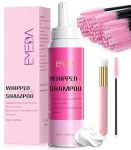 Emeda Whipped Lash Shampoo Kit, Deep Cleanser Foam, 100ml Lash Cleaning Kit With Brush, Cleanser For Extension & Cluster & Strips Eyelash, Salon & Home Use Supplies (Unscented)
