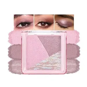 Mini Cool Rose Neutral Baked Eyeshadow Palette,3 Shade Soft Shimmer Eye Shadow, Elegant Natural Glam Makeup, Smooth Blendable & Buildable,No Fallout, Long-Lasting Daily Look, Paleta De Sombras De Ojos
