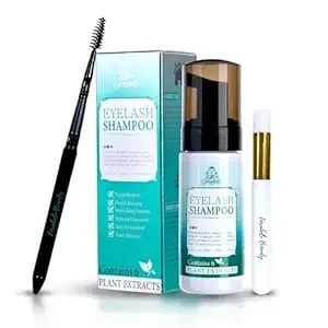 Forabeli Lash Shampoo 50ml With Brush And Wand - Eyelash Extension Cleanser, Eyelid Foaming Wash, Gentle Foam, Remove Oils And Makeup