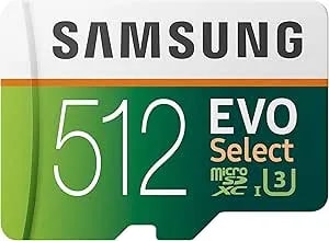 Samsung (Mb-me512ga/Am) 512gb 100mb/S (u3) Microsdxc Evo Select Memory Card With Adapter