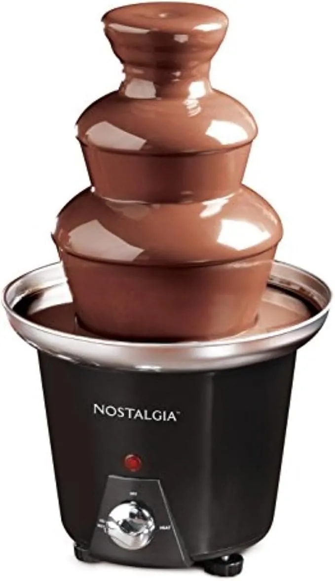 Nostalgia 3 Tier Electric Chocolate Fondue Fountain Machine For Parties - Melts Cheese, Queso, Candy, And Liqueur - Dip Strawberries, Apple Wedges, Vegetables, And More - 24-Ounce - Black, Small