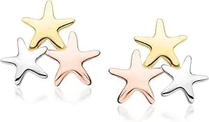 Ross-Simons Italian 14kt Tri-Colored Gold Stars Stud Earrings