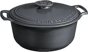 Emile Henry Made In France Sublime Ceramic 6 Qt. Round Dutch Oven, Graphite