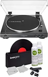 Audio-Technica At-lp60x Bluetooth Fully Automatic Belt-Drive Turntable (Black) With Vinyl Record Cleaning Kit