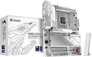 Gigabyte b860 Aorus Elite wifi7 Ice Intel Core Ultra (Series 2) Lga 1851 Motherboard, Atx, ddr5, 3x M.2, Pcie 5.0, Usb-C, wifi7, 2.5gbe Lan, Ez-Latch