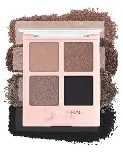 Mineral Fusion Eyeshadow Palette - Four Pressed Powder Shades In Matte, Satin, And Shimmer Finishes - Natural, Lightweight Vegan Eye Makeup - (Rock Show)
