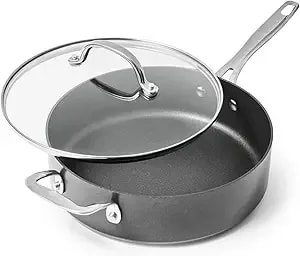 Sur La Table Signature Hard Anodized Nonstick Sauté Pan, 4 Qt, Hard-Anodized Nonstick With Straight Sides And Lid For Family-Size SautéIng And Braising, 4 Qt