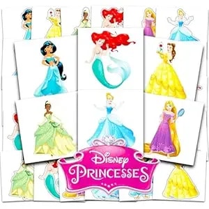 Disney Princess Tattoos Party Favors Bundle ~ 72 Perforated Individual 2" X 2" Princess Temporary Tattoos For Kids Boys Girls (Disney Princess Party Supplies)
