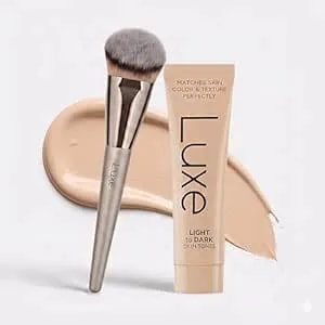 Luxe Changing Foundation For Medium Skin Tone With Essential Brush Set – Smooth, Buildable Coverage – Includes Professional Makeup Brush For Flawless Application