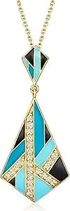 Ross-Simons Multicolored Enamel And .30 Ct. T.W. White Topaz Geometric Pendant Necklace In 18kt Gold Over Sterling. 18 Inches