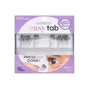 Kiss Impress Falsies Easy Tab Press On Self Adhesive Eyelashes, Black, 'Demi Wispy', 1 Pair Of 8mm-10mm Inner Natural Volume Eyelash Clusters & 1 Pair Of 11mm-13mm Outer Half-Lashes With Easy Tabs