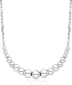 Ross-Simons 3-6mm Sterling Silver Graduated Bead Necklace