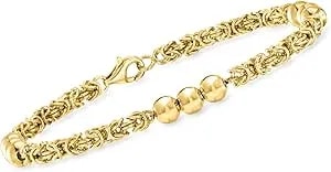 Ross-Simons 18kt Gold Over Sterling Byzantine And 5mm Bead Station Bracelet