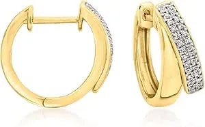 Ross-Simons 0.15 Ct. T.W. Diamond Double-Hoop Earrings In 18kt Gold Over Sterling