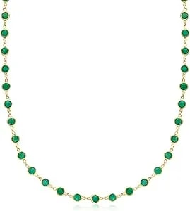 Ross-Simons 13.00 Ct. T.W. Bezel-Set Emerald Necklace In 18kt Gold Over Sterling